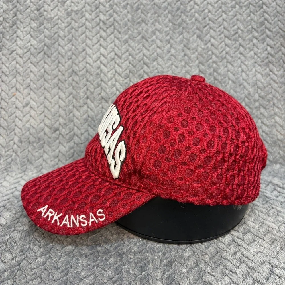 Arkansas Razorbacks Hat Red Textured Mesh Adjustable Strapback Cap NCAA